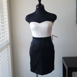 Forever 21 Black and White Strapless Dress